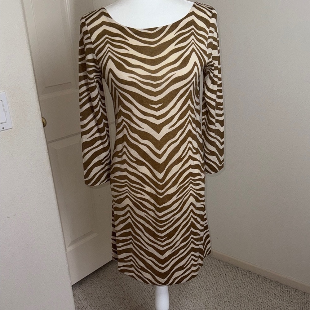 Brown and Cream Zebra Print Dress